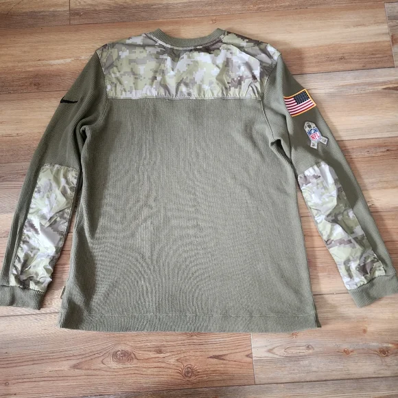 Nike Men's M Olive Cleveland Browns 2021 Salute To Service Henley Long Sleeve - Picture 3 of 13